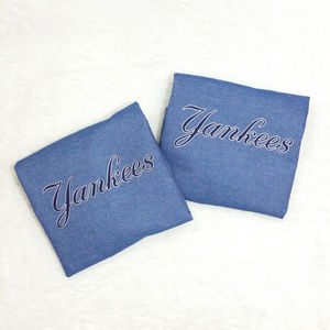 NY Yankees Standard Pillow Shams Blue Chambray